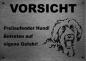 Preview: Edelstahl Warnschild Labradoodle VORSICHT Freilaufender Hund! Betreten auf eigene Gefahr!